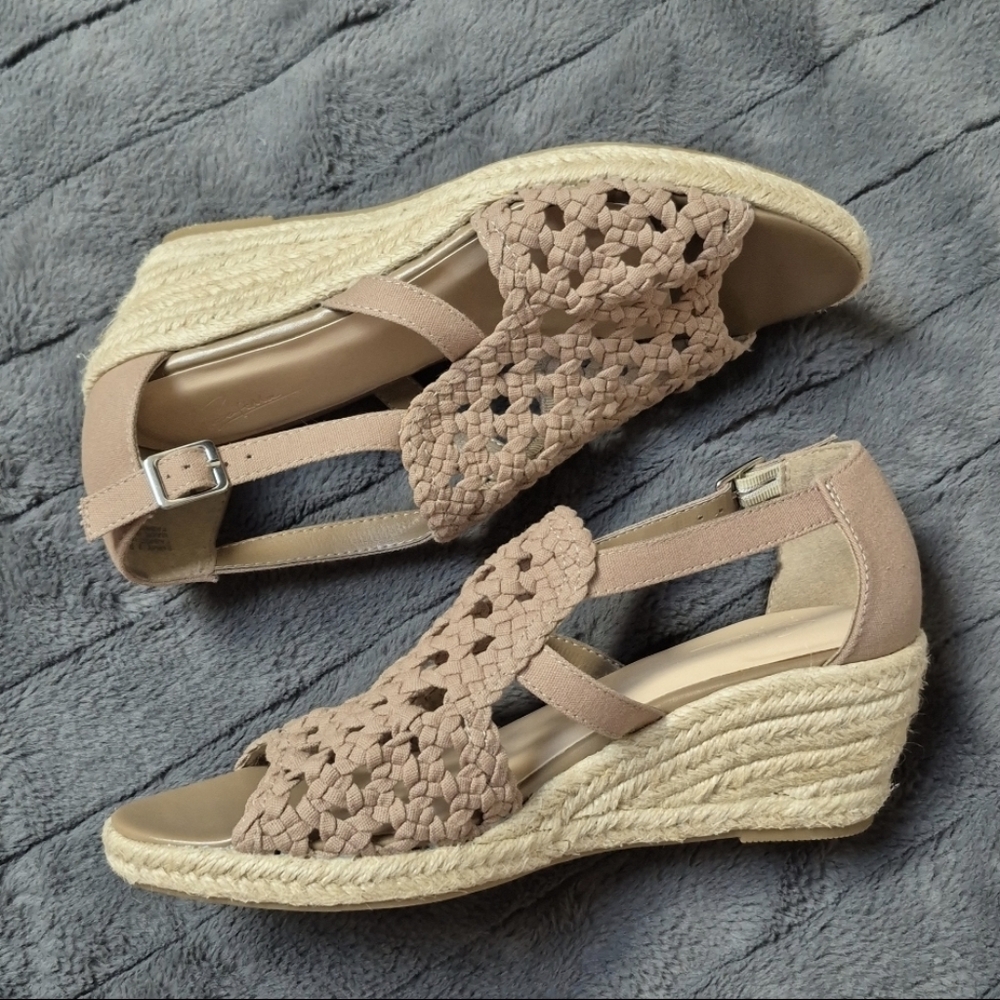 Soft Moc EMMY-2 Khaki Woven Wedge Sandals Size 8, New W Tags - Picture 15 of 15